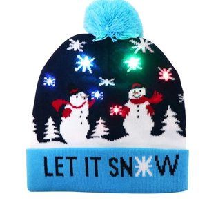 Christmas Hat Knitted Woolen with LED lights Colorful Glow Hat One Size